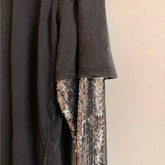 Free People Black Top with Sequin Sleeves - Picture 2 of 3